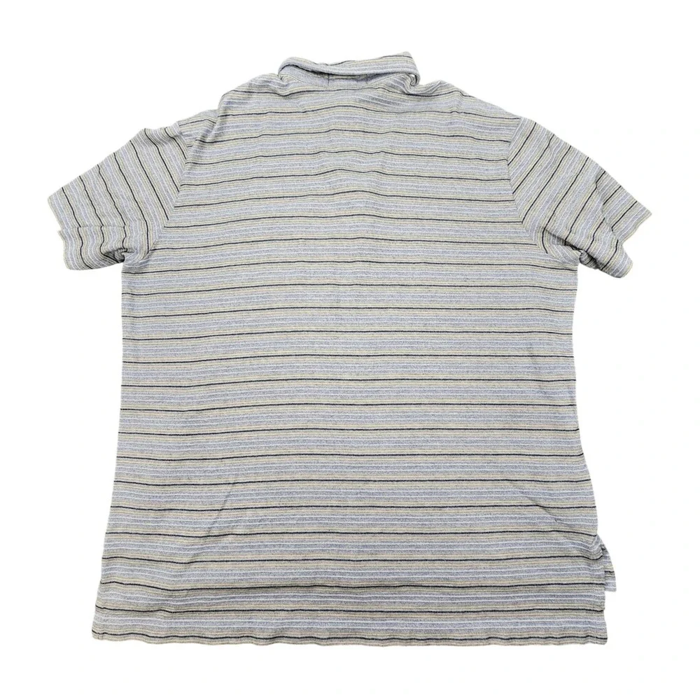 Polo Ralph Lauren XL Pima Cotton Striped Polo Shirt Blue Tan Pocket Mens Classic